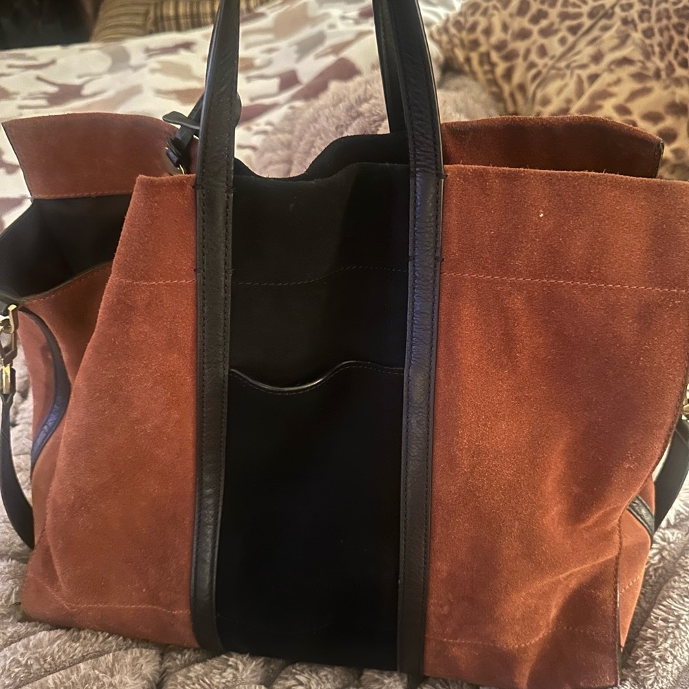 Fossil Brown and Black Suede Satchel